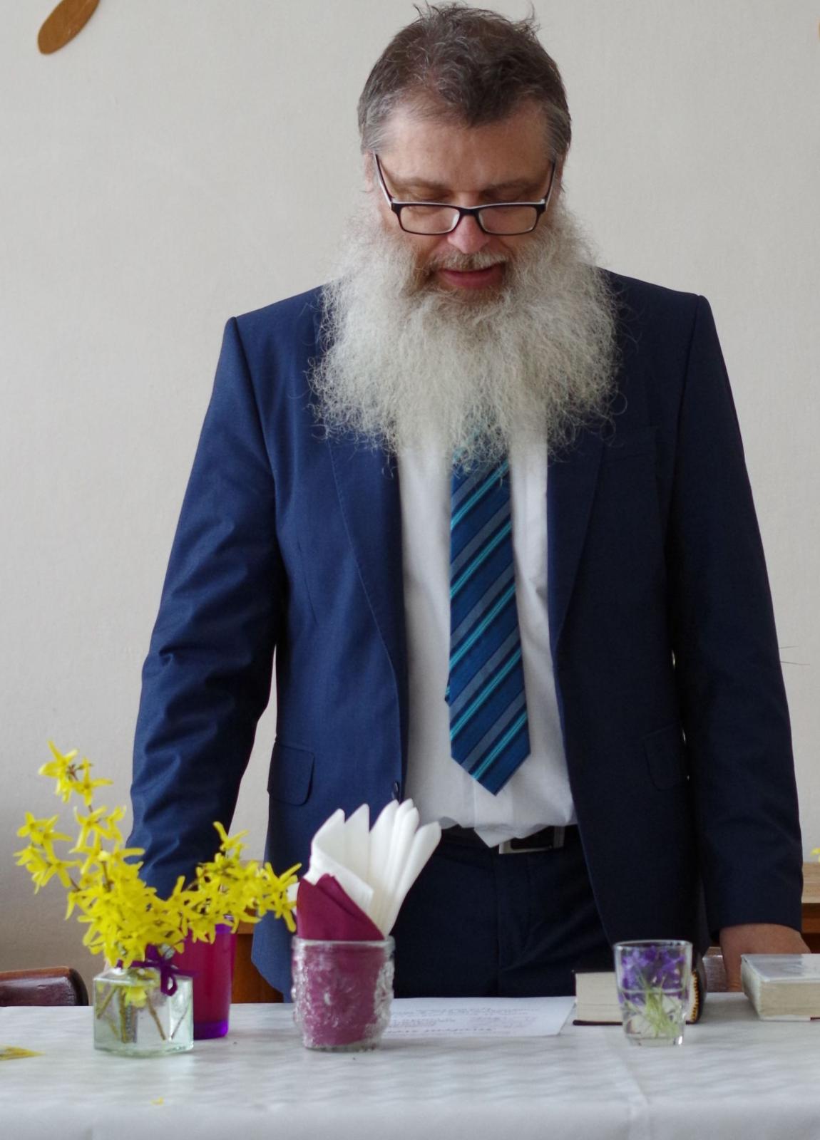 Vedoucí katedry biblistiky a judaistiky HTF UK doc. Mgr. Jiří Beneš, Th.D. na sborovém dni v březnu 2019