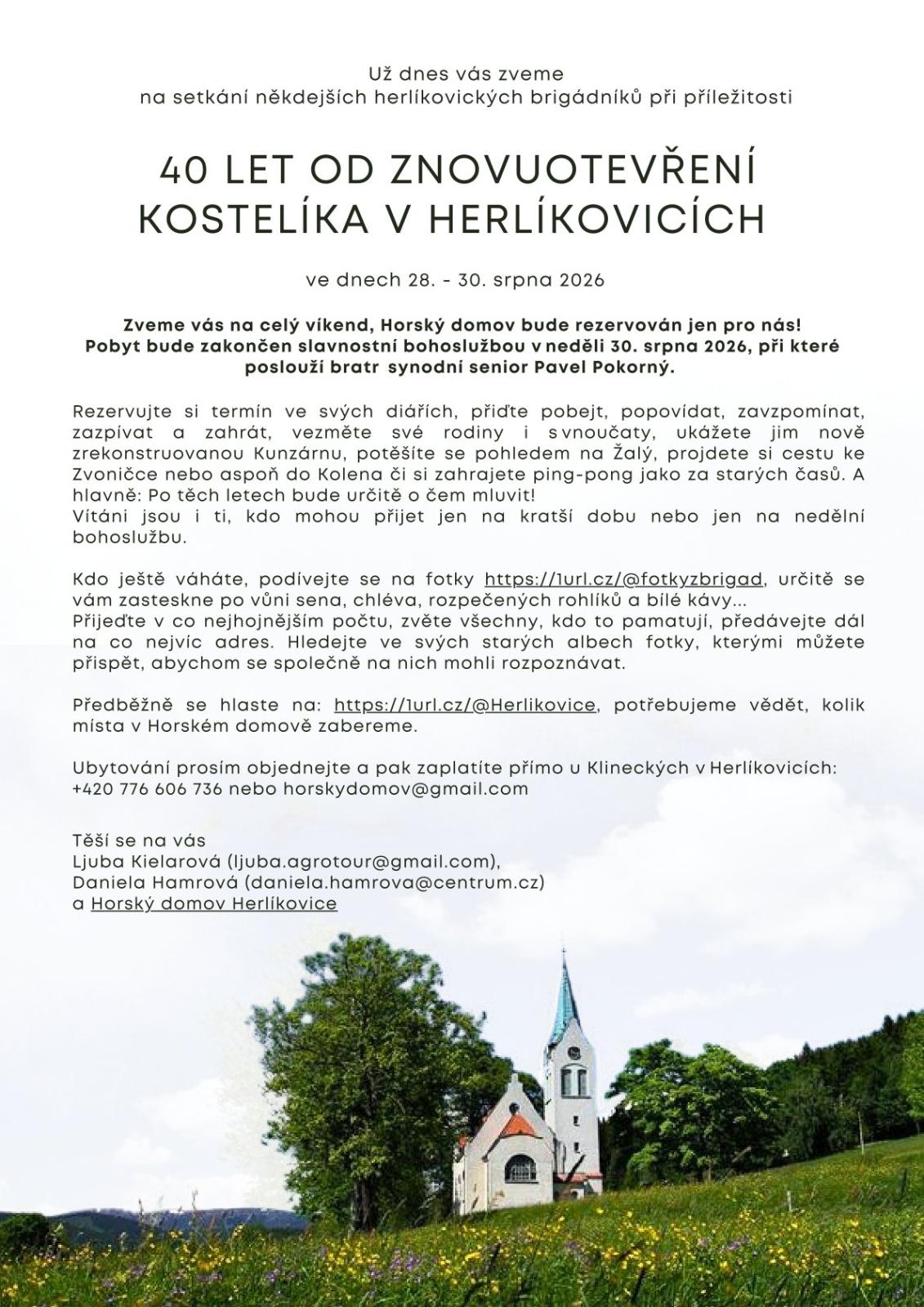 40 let od znovuotevření kostelíka v Herlíkovicích
