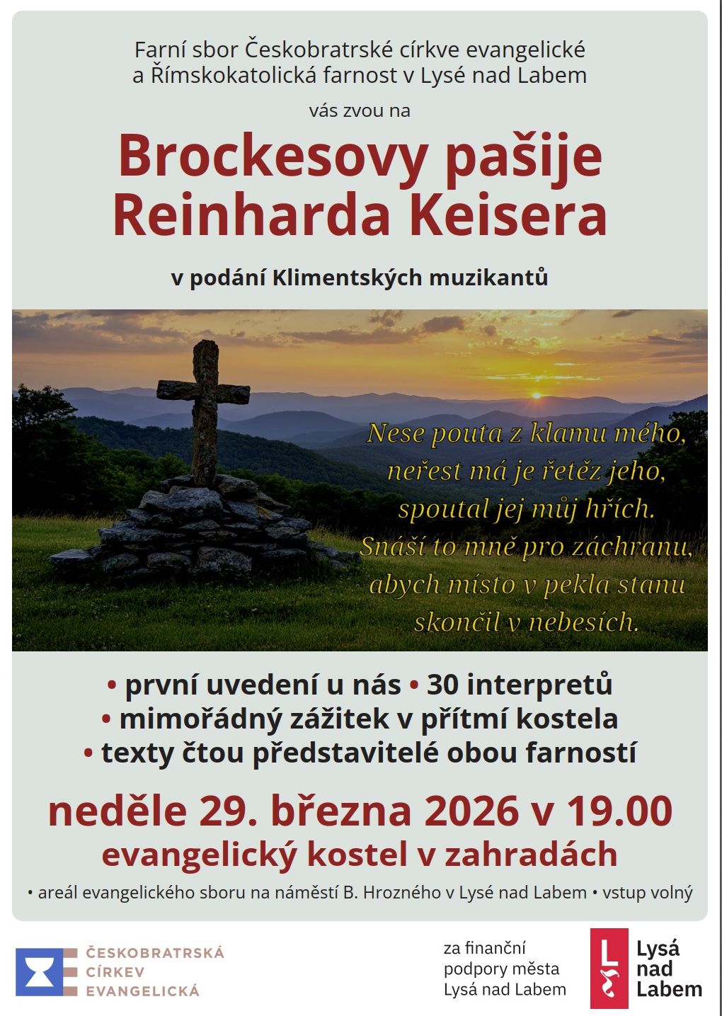 Brockesovy pašije - společný projekt katolíků a evangelíků v Lysé