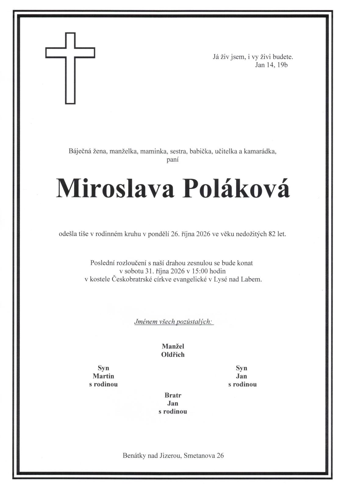 Pohřeb Miroslavy Polákové